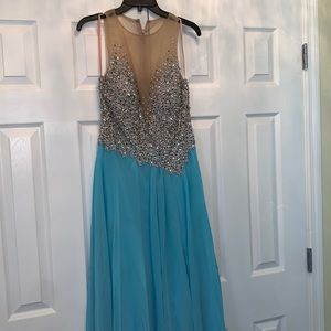 Glamour by Terani Couture size 10 dress with built in bra and side slit